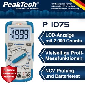 Produktbild für Multimeter PeakTech P 1075, digital, RMS