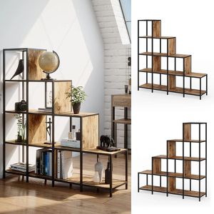 Produktbild für Bücherregal Vicco Fyrk, schwarz / dunkelbraun
