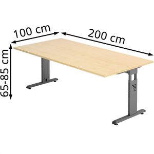 Produktbild für Schreibtisch Hammerbacher O-Serie, ahorn / graphit