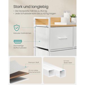 Produktbild für Kommode Vasagle LTS135W01, weiß / eiche
