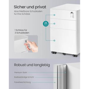 Produktbild für Rollcontainer Songmics OFC032WG01, aus Metall, weiß
