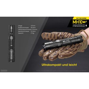 Produktbild für Taschenlampe Nitecore MH10 V2 Hybrid LED aufladbar