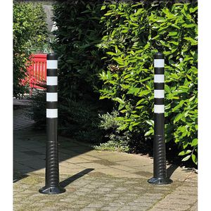 Produktbild für Absperrpfosten UvV Flex Ecoline 75, schwarz/weiß, Kunststoff
