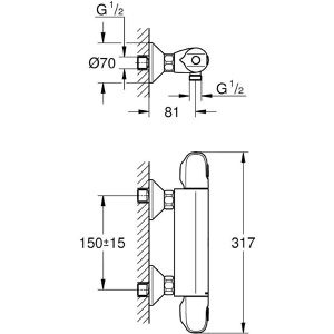 Produktbild für Duscharmatur GROHE Grohtherm 1000, 34550000, verchromt