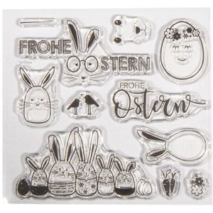 Produktbild für Motivstempel Rayher Clear Stamps Frohe Ostern, aus Kunststoff
