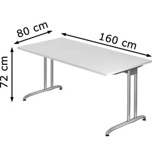 Produktbild für Schreibtisch Hammerbacher B-Serie, weiß / silber