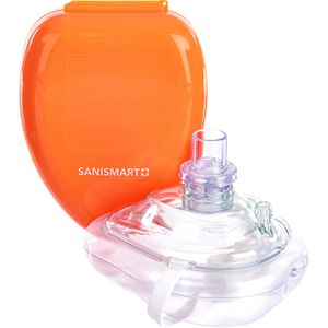 CPR Beatmungsmaske Erste Hilfe Set für Erwachsene/Kinder und Säuglinge -  Pocket Maske in Soft Case (rot) mit Eigenventil und Sauerstoffeinlass