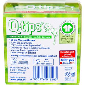 Produktbild für Wattestäbchen Q-tips Bio, Papier, 7,5cm