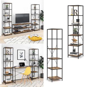 Produktbild für Bücherregal Vicco Fyrk, schwarz / dunkelbraun