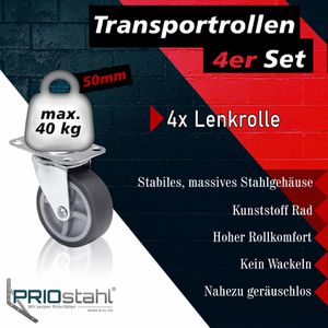 Produktbild für Möbelrolle PRIOstahl mit Anschraubplatte, 4 Stück