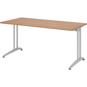 Schreibtisch Hammerbacher B-Serie, nussbaum / silber