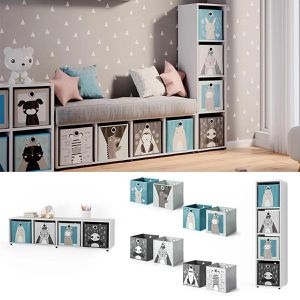 Produktbild für Bücherregal Vicco Ludus, weiß, mit 4 Faltboxen