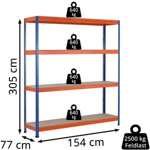 Produktbild für Weitspannregal Schulte 18302-N, 4 Holzböden