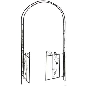 Produktbild für Rosenbogen DEMA Pergola, schwarz, mit Tür