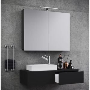 Produktbild für Waschtisch VCM Gudas, 914836, mit Spiegelschrank, schwarz