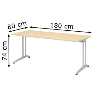 Produktbild für Schreibtisch Hammerbacher B-Serie, ahorn / silber