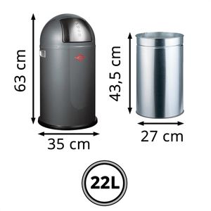 Produktbild für Mülleimer Wesco Pushboy Junior, graphit