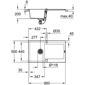 Produktbild für Spülbecken GROHE K500 31644AP0, Einzelbecken, schwarz