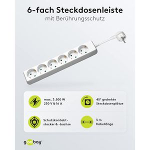 Produktbild für Steckdosenleiste Goobay 51296, mit 1,5m Kabel