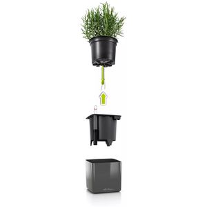 Produktbild für Übertopf Lechuza CUBE Glossy 16, weiß hochglanz, 17x16x17 cm