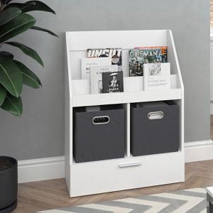 Produktbild für Bücherregal Vicco Luigi, weiß, mit 2 Faltboxen