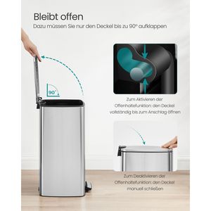 Produktbild für Mülleimer Songmics LTB593E01, metallicsilber