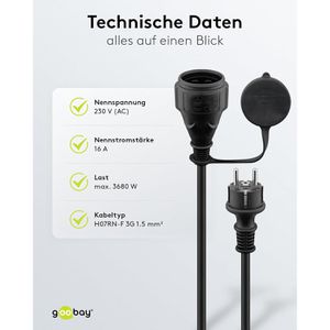 Produktbild für Verlängerungskabel Goobay 44841, für außen IP44