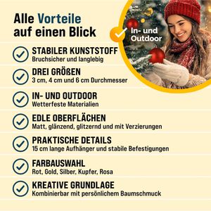 Produktbild für Weihnachtskugeln Deuba 102111, rot