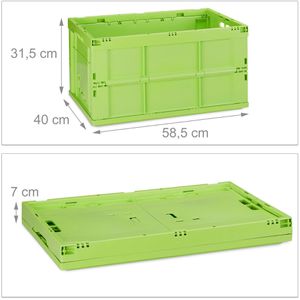 Relaxdays Klappbox 10022584, 60 Liter, grün, 58,5 x 40 x 31,5 cm