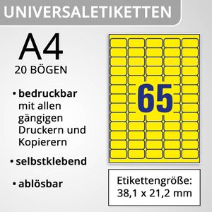 Produktbild für Universaletiketten Zweckform L4793-20, gelb