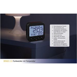 Produktbild für Wecker TFA 60.2550.01 Bingo 2.0 schwarz, digital