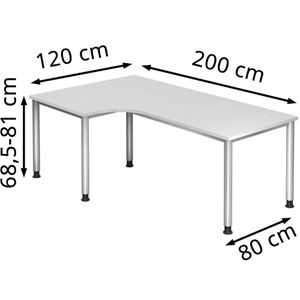 Produktbild für Schreibtisch Hammerbacher H-Serie, weiß / silber
