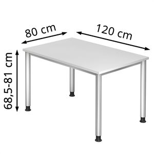 Produktbild für Schreibtisch Hammerbacher H-Serie, weiß / silber