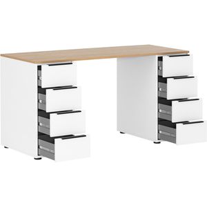 Produktbild für Schreibtisch Möbelpartner Elma, eiche / mattweiß