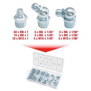 Produktbild für Schmiernippel KS-Tools 970.0030, gerade &amp; abgewinkelt, Set