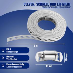 Produktbild für Schlauchschelle Poppstar 1011034, W2, Set, 6m