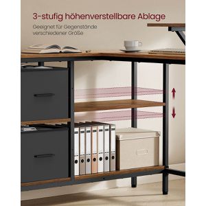 Produktbild für Schreibtisch Vasagle LWD098B01, braun / schwarz