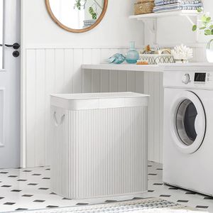 Produktbild für Wäschekorb Songmics LCB091W01, weiß, mit 3 Fächern