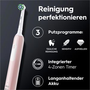 Series Putzmodi, 1, Action, – Oral-B AG Böttcher Pro mit Aufsteckbürste Elektrische-Zahnbürste 1 Cross pink, 3