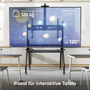Produktbild für TV-Ständer Onkron TS2080-B, Ablage &amp; Rollen, schwarz, Metall