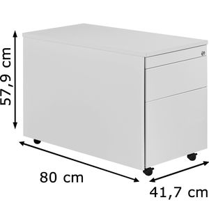 Produktbild für Rollcontainer Mauser line, aus Metall, lichtgrau