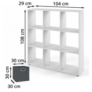 Produktbild für Bücherregal Vicco Nove, weiß, mit 6 Faltboxen