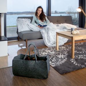 Produktbild für Kaminholztasche Relaxdays 10021755, anthrazit