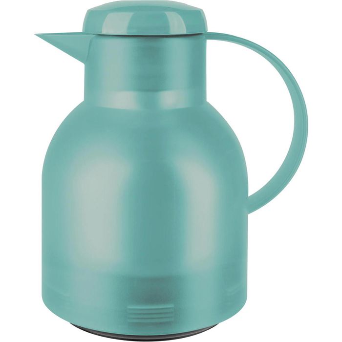 Emsa Thermoskanne Samba Transluzent, Quick Press, Kunststoff, mit Tipverschluss, auslaufsicher, puder-grün, 1 Liter – Böttcher AG