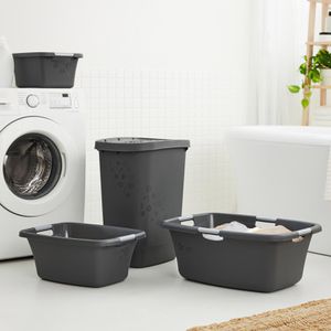 Produktbild für Wäschekorb Rotho Flowers, anthrazit, mit 4 Griffen