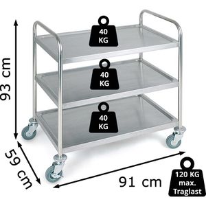 Produktbild für Servierwagen APS 11979, silber, aus Edelstahl