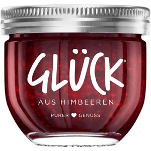 Glück Fruchtaufstrich Himbeere, vegan, 70% Fruchtgehalt, im Glas, 230 g