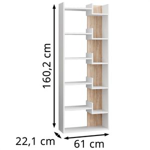 Produktbild für Bücherregal Vicco Fico, weiß / sonoma eiche