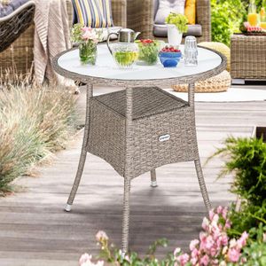 Produktbild für Gartentisch CASARIA 107999, creme, UV-beständig, rund