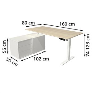 Produktbild für Schreibtisch Kerkmann Move 1, 2161, ahorn, mit Sideboard